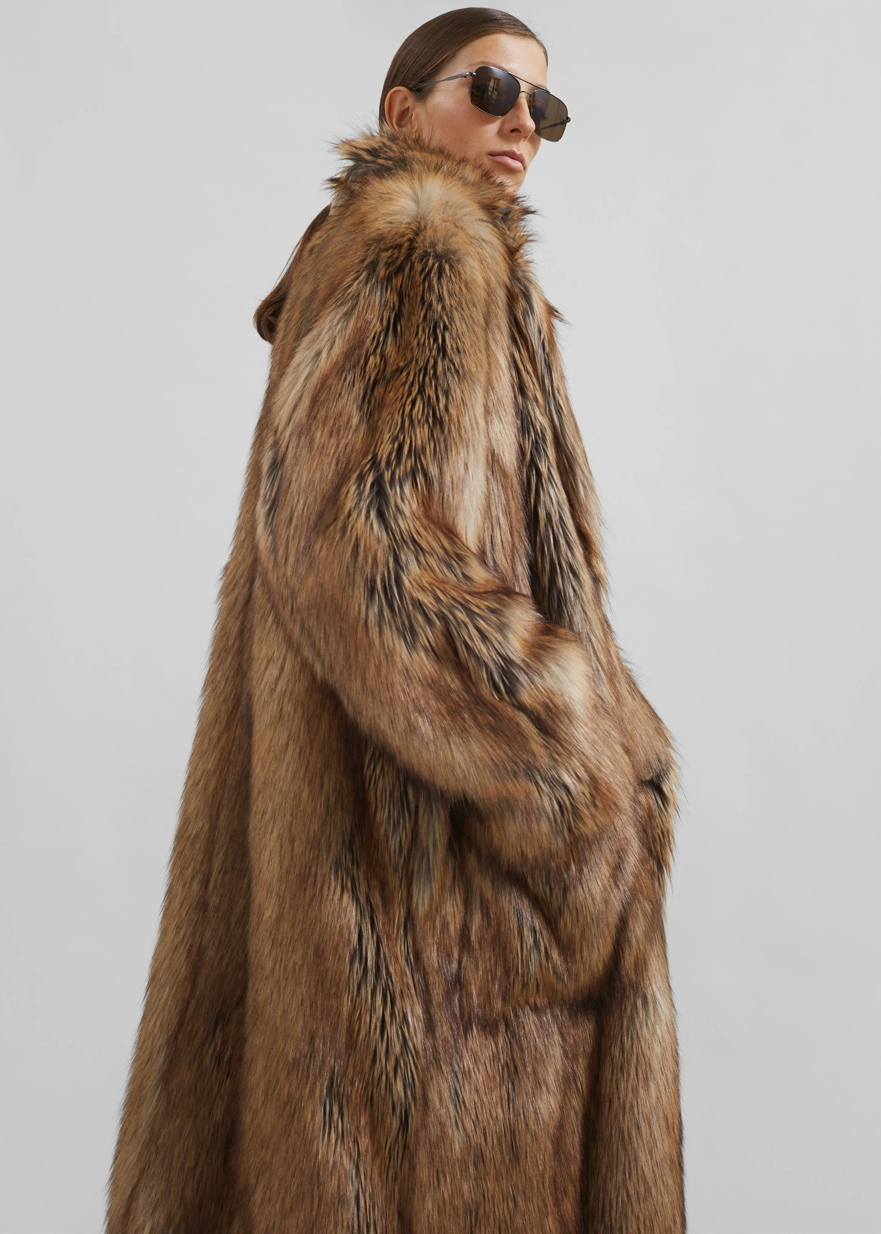 Rella Faux Fur Coat - Camel