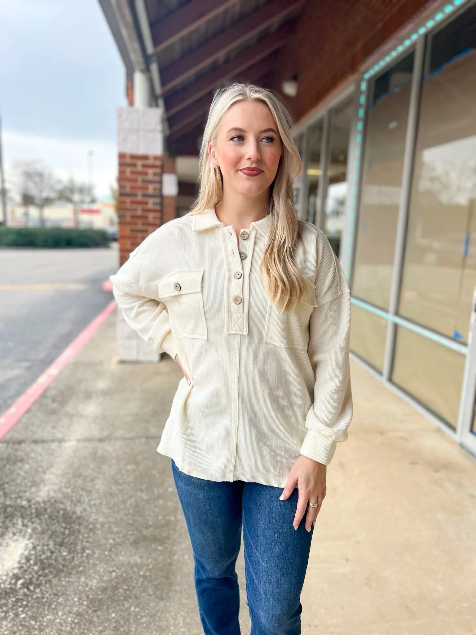 Remember It Well Cream Henley Knit Long Sleeve Top