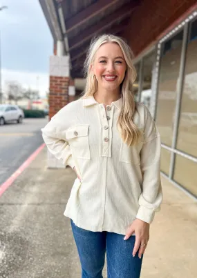 Remember It Well Cream Henley Knit Long Sleeve Top