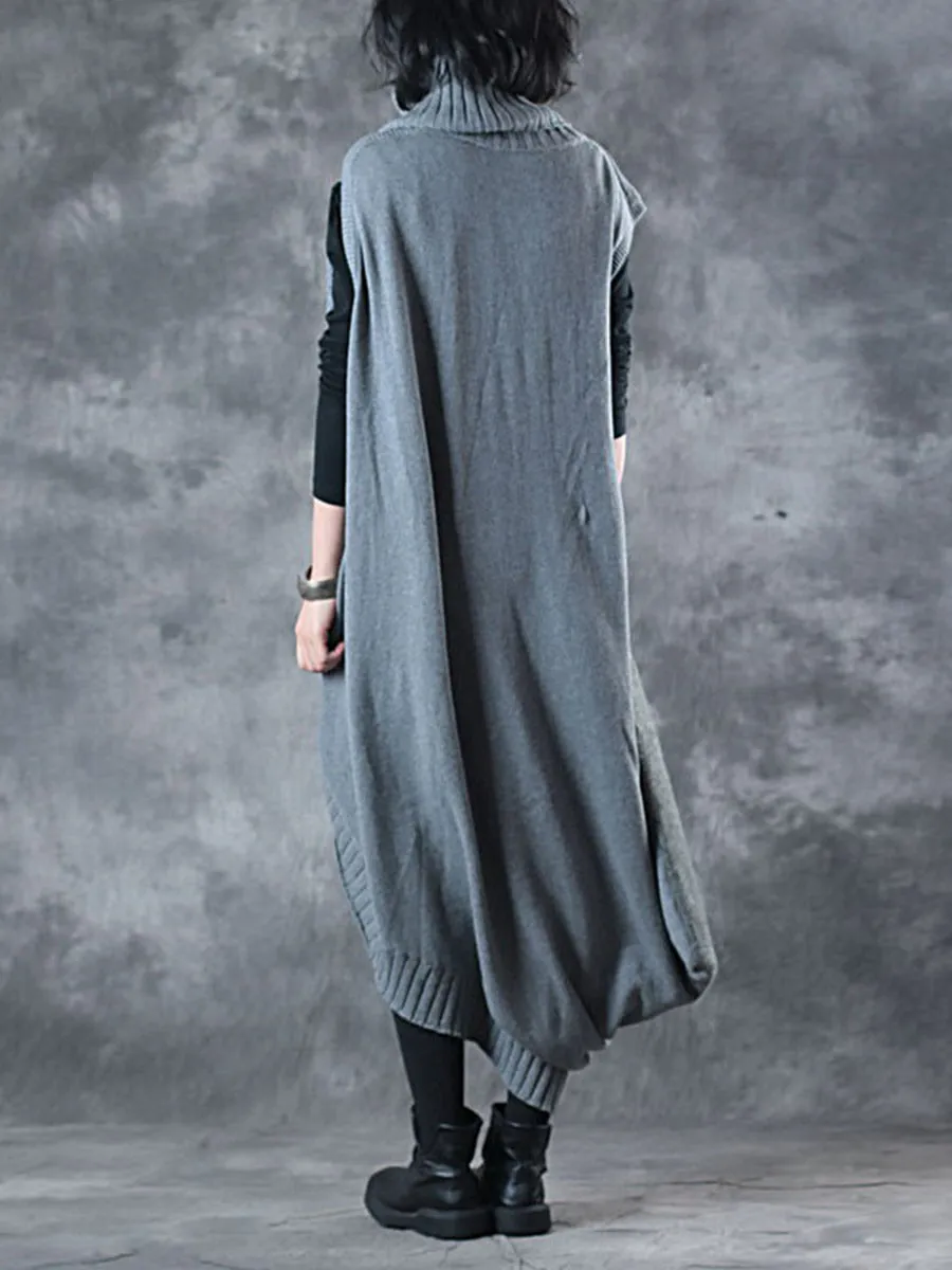 Retro Asymmetric Turtleneck Sweater Dress