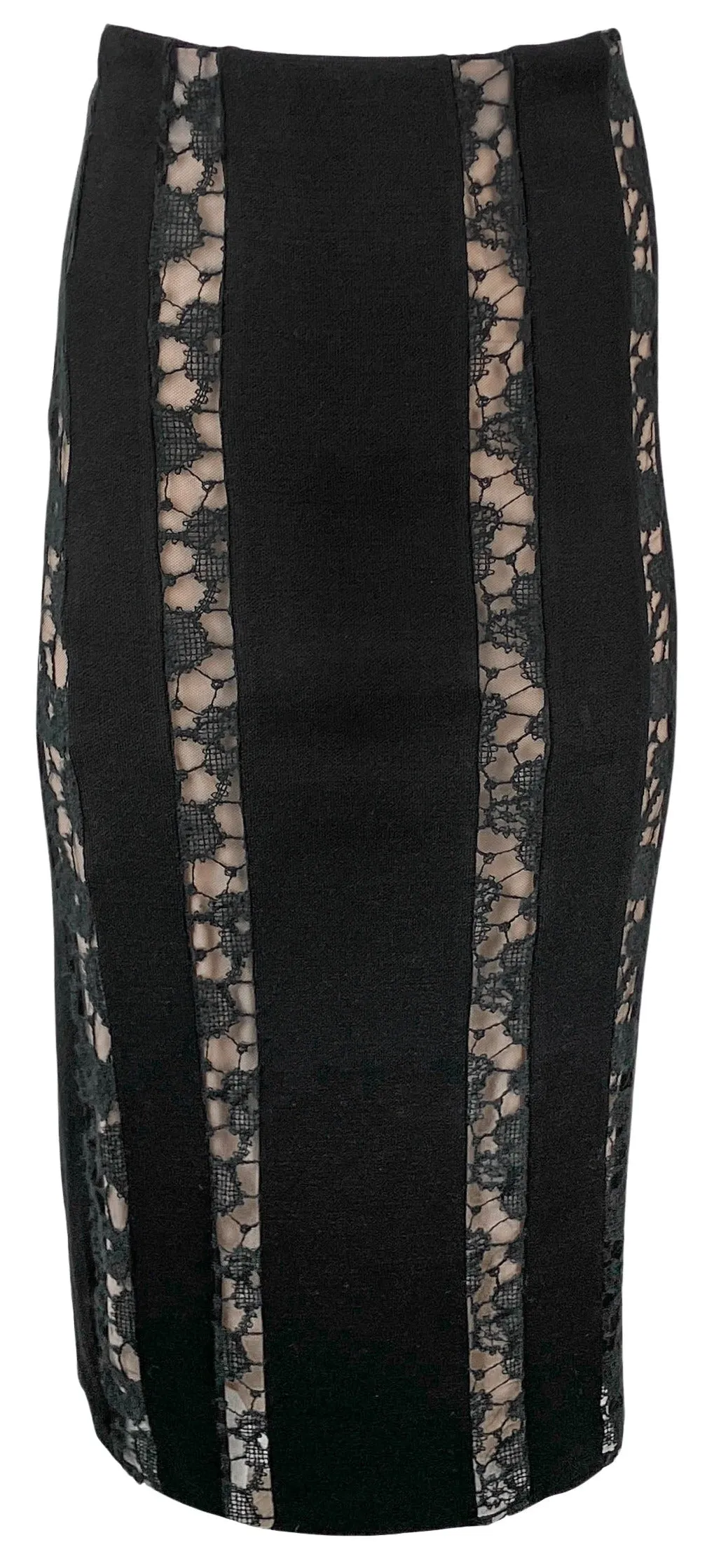 Rochas Knitted Lace Midi Skirt in Black