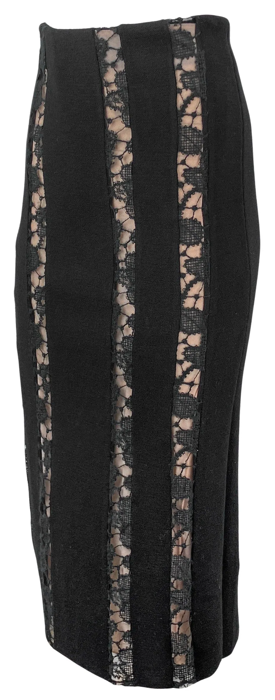 Rochas Knitted Lace Midi Skirt in Black