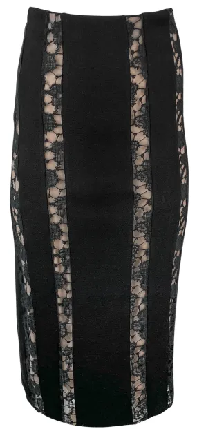 Rochas Knitted Lace Midi Skirt in Black