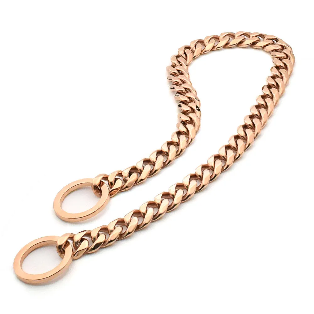 ROSE GOLD CUBAN LINK LUXURY DOG CHOKE CHAIN COLLAR