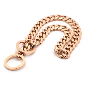 ROSE GOLD CUBAN LINK LUXURY DOG CHOKE CHAIN COLLAR