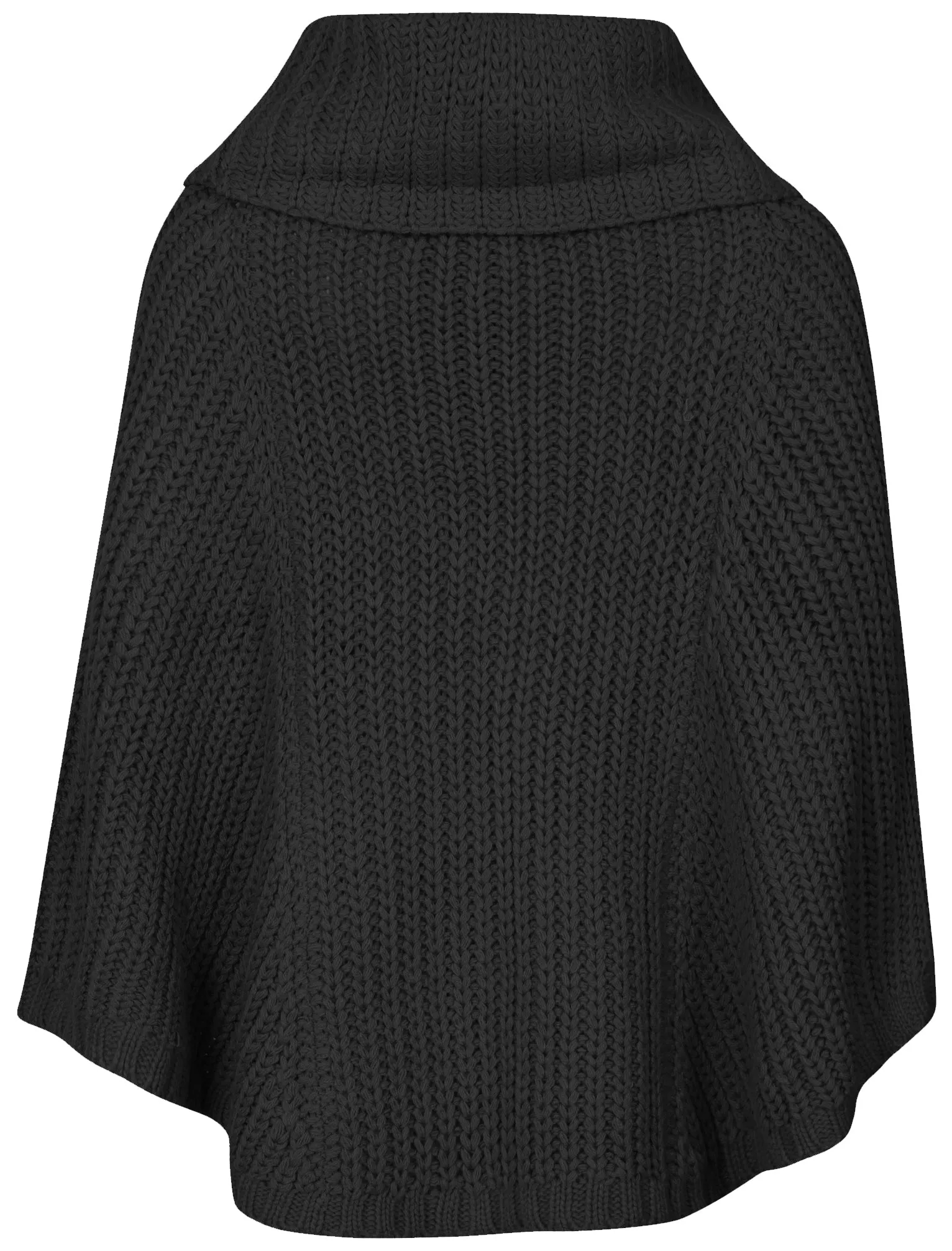 Royal Cowl Neck Cable Knit Poncho in Black - Tokyo Laundry