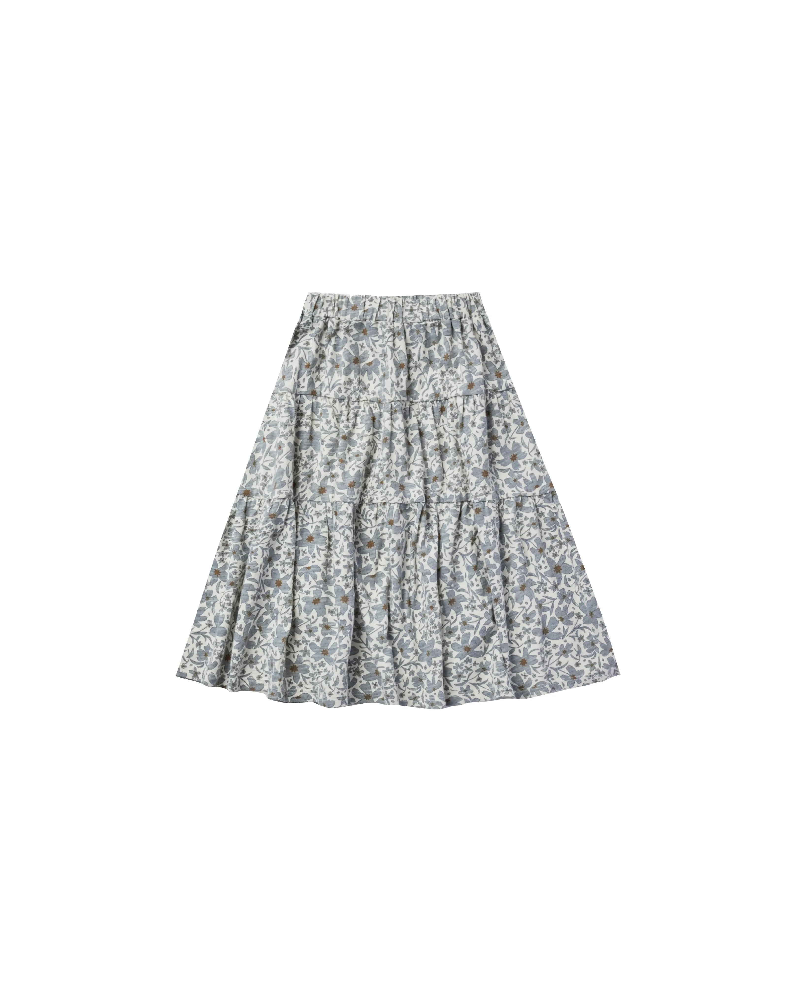 Rylee   Cru Tiered Midi Skirt | Georgia Blue Floral