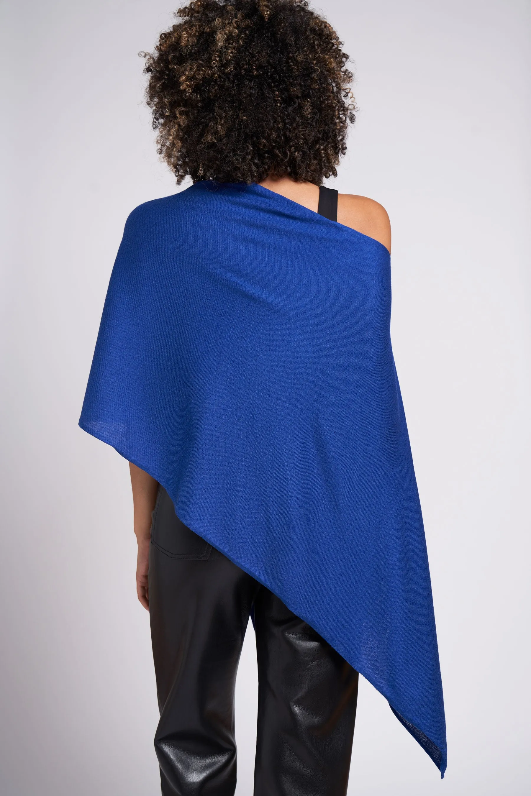 Sapphire Blue Eva Lightweight Knit Poncho