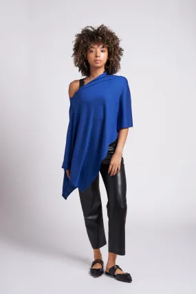 Sapphire Blue Eva Lightweight Knit Poncho