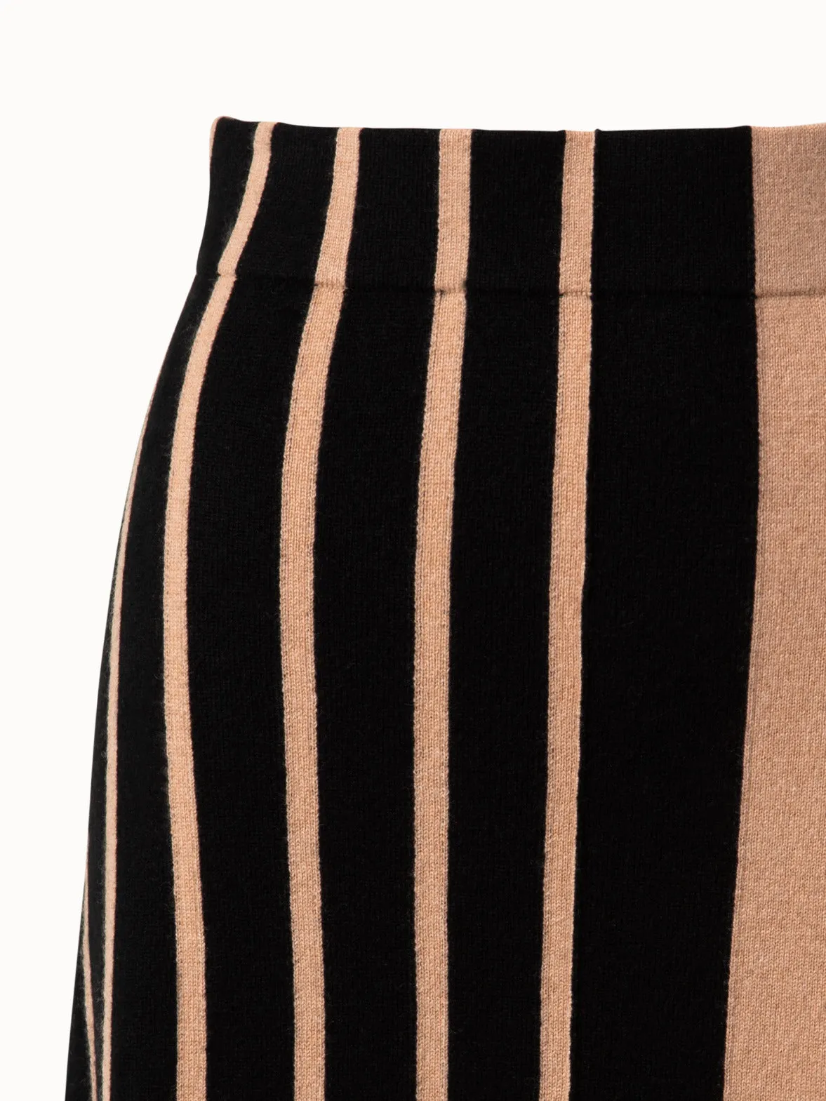 Screen Stripes Cashmere Knit Midi Skirt