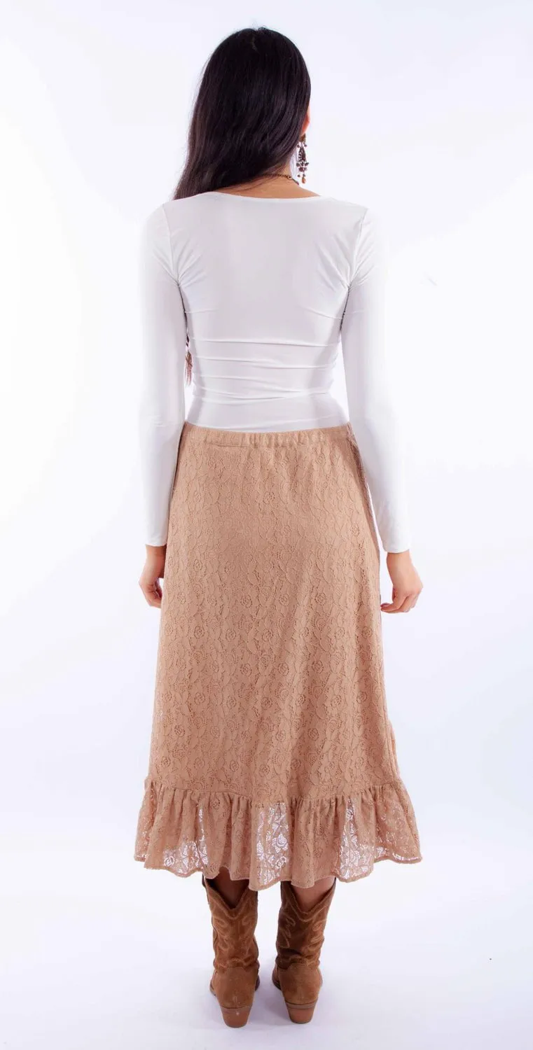 Scully Womens Faux Wrap Taupe Cotton Blend Skirt