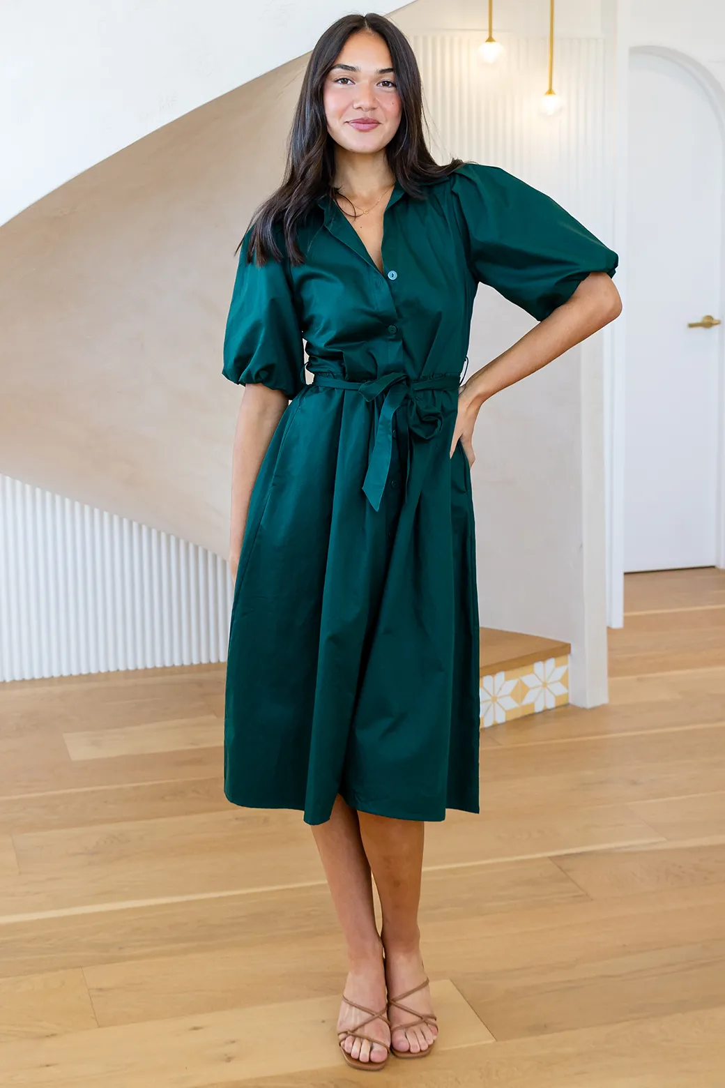 Shannon Midi Dress Dark Emerald