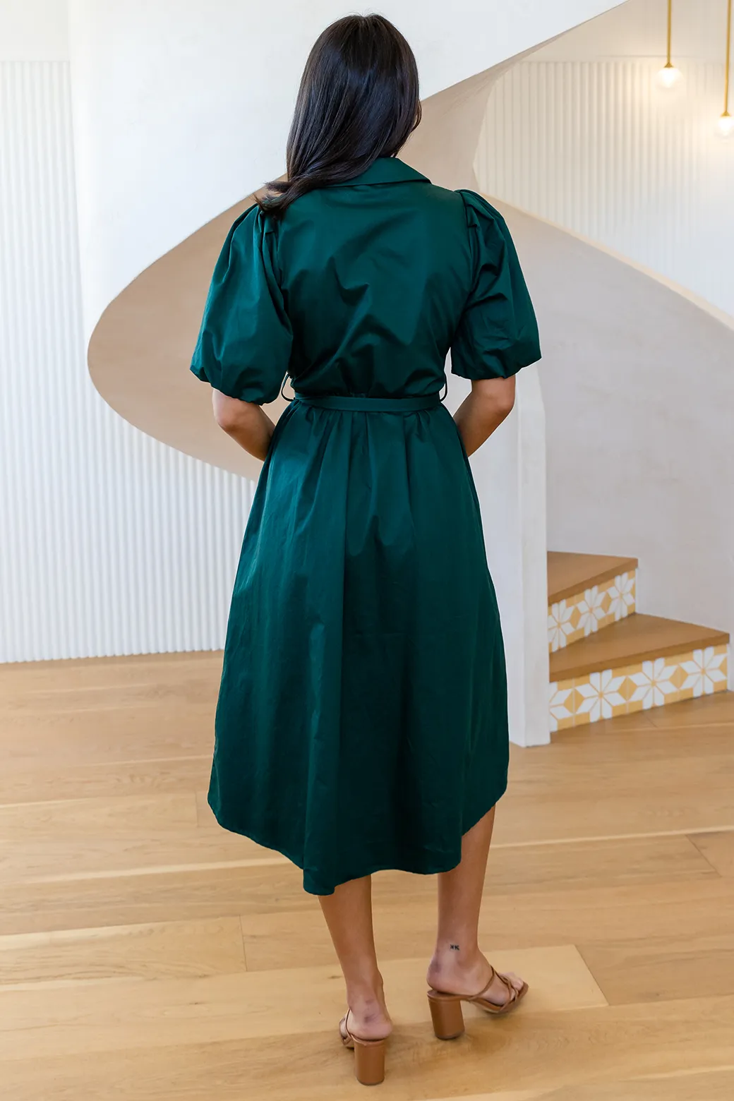 Shannon Midi Dress Dark Emerald