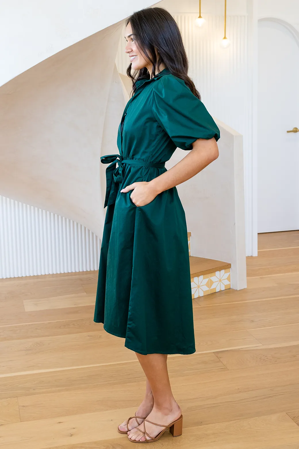 Shannon Midi Dress Dark Emerald