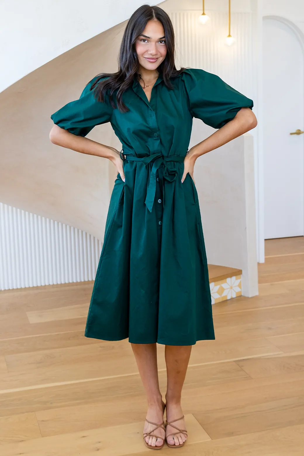 Shannon Midi Dress Dark Emerald