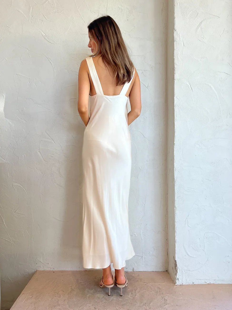 Shona Joy Plunge Midi Dress in Cream