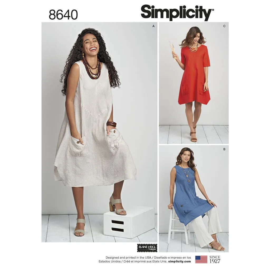 Simplicity Pattern 8640 Women’s  /  Plus Size Dress or Tunic