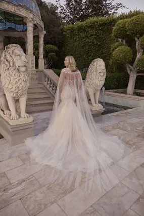 Size 12 Casablanca CP012 Ivory/Nude/Silver Cape