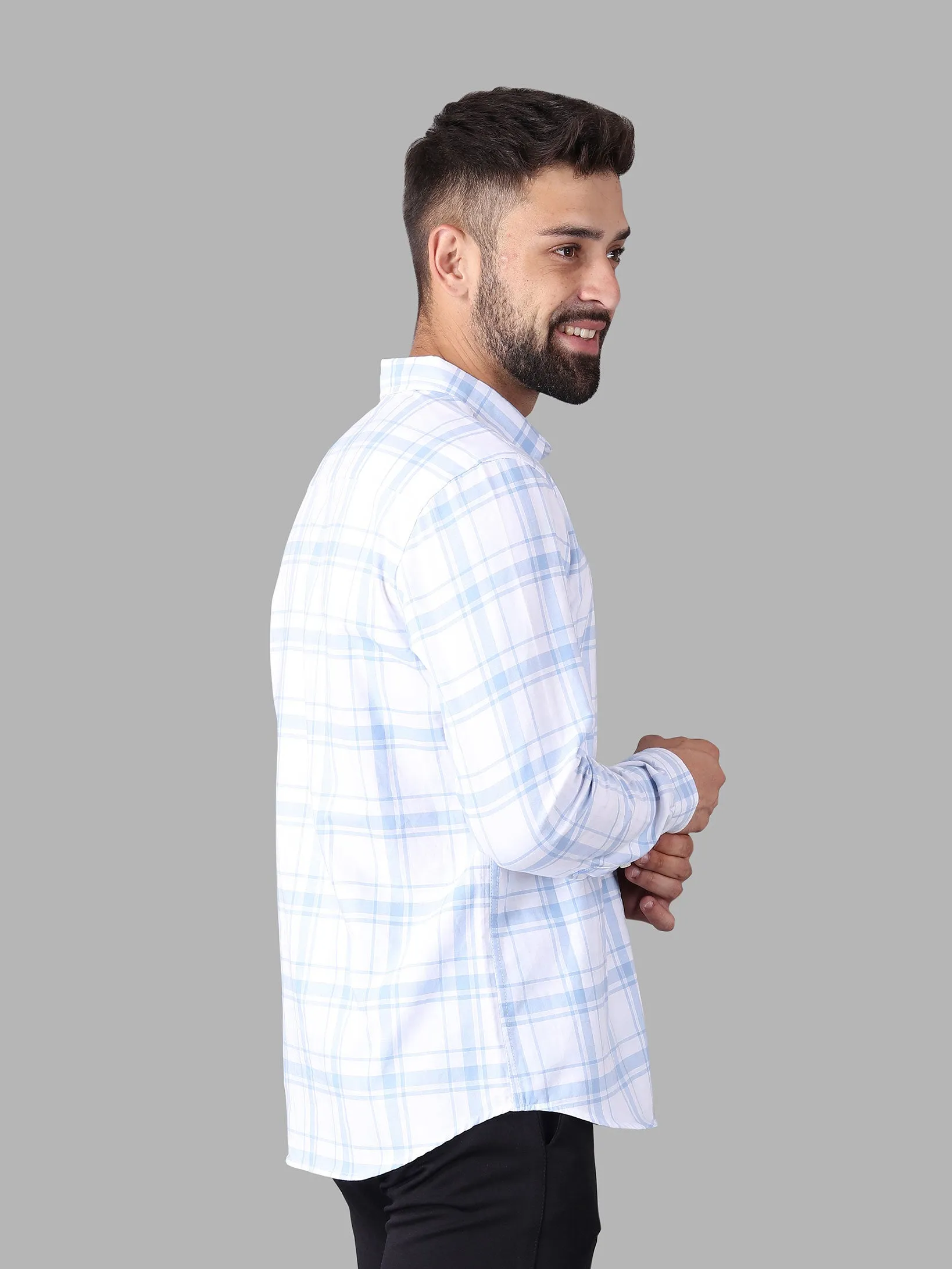 Sky Blue with Shades Madras Check Cotton Shirt