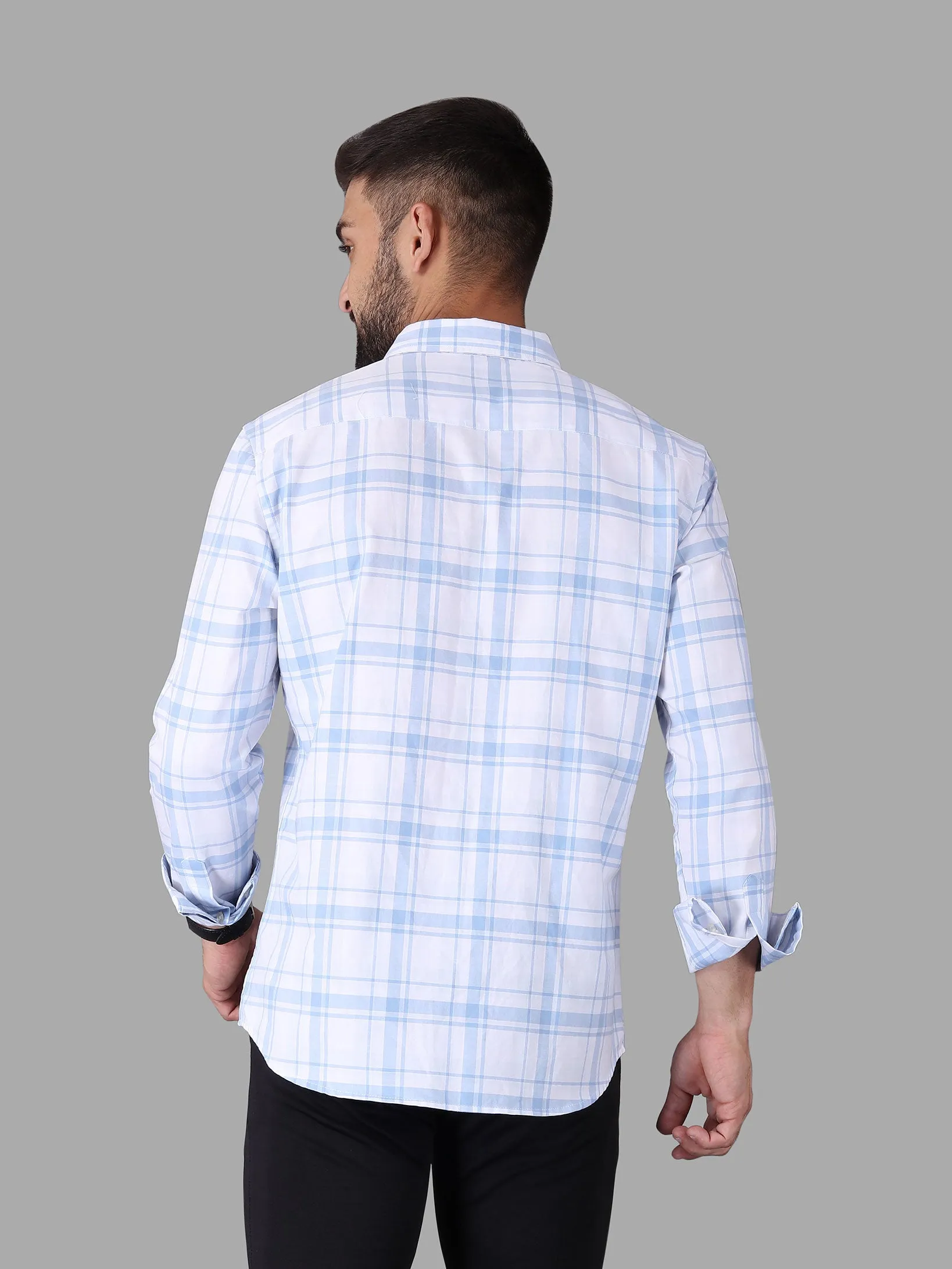 Sky Blue with Shades Madras Check Cotton Shirt