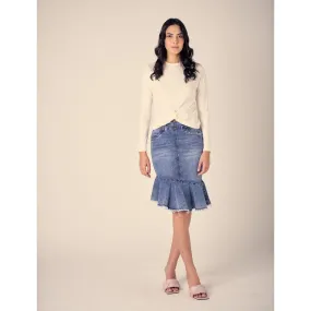 Slanted Skirt Dark Denim