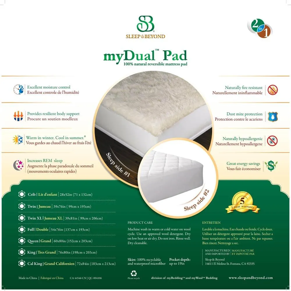 Sleep & Beyond Wool Mattress Pads