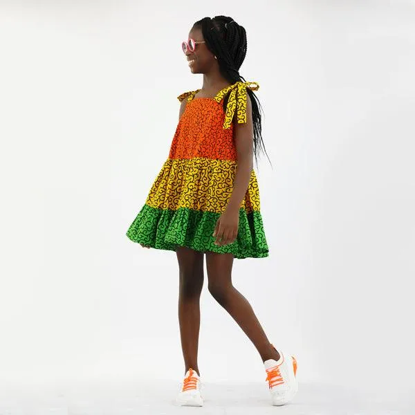 SLEEVELESS ANKARA DRESS - MULTICOLOUR
