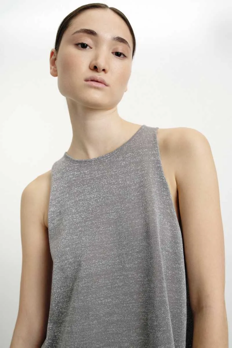 Sleeveless Anthracite Tunic
