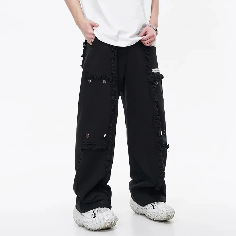 Spliced Button Patchwork Pants