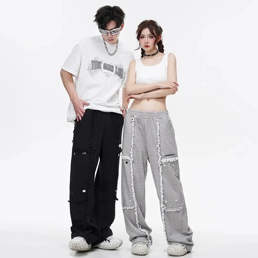 Spliced Button Patchwork Pants