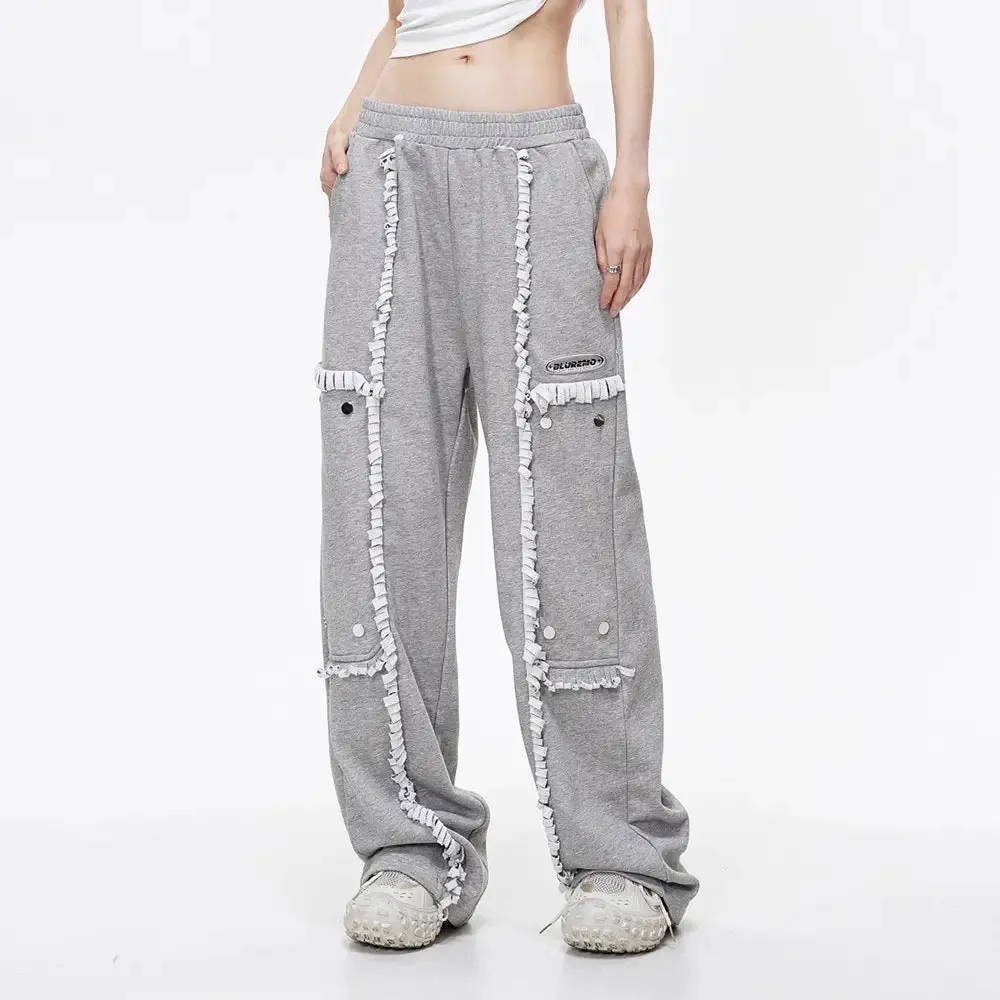 Spliced Button Patchwork Pants