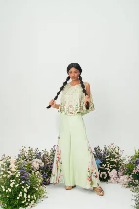 Sravana-Pastel Green Cape And Pant Set