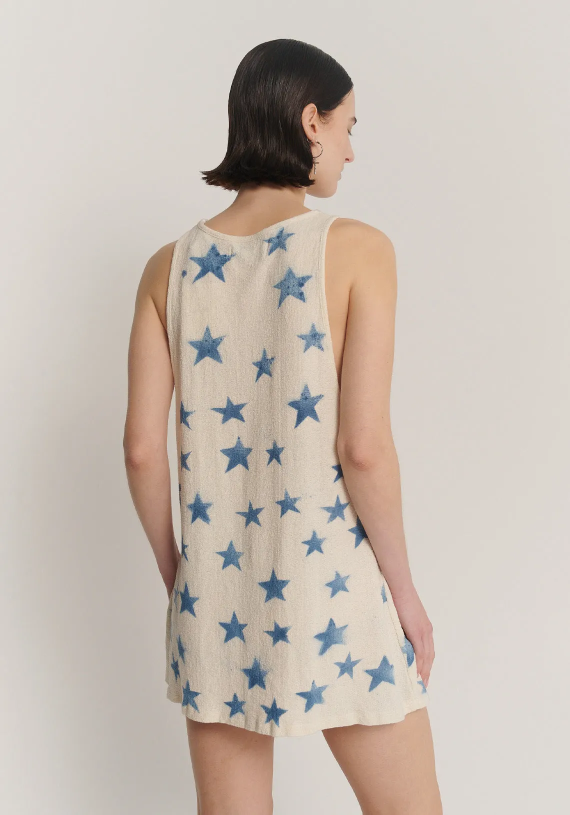 STAR STAMPED LINEN COTTON TUNIC