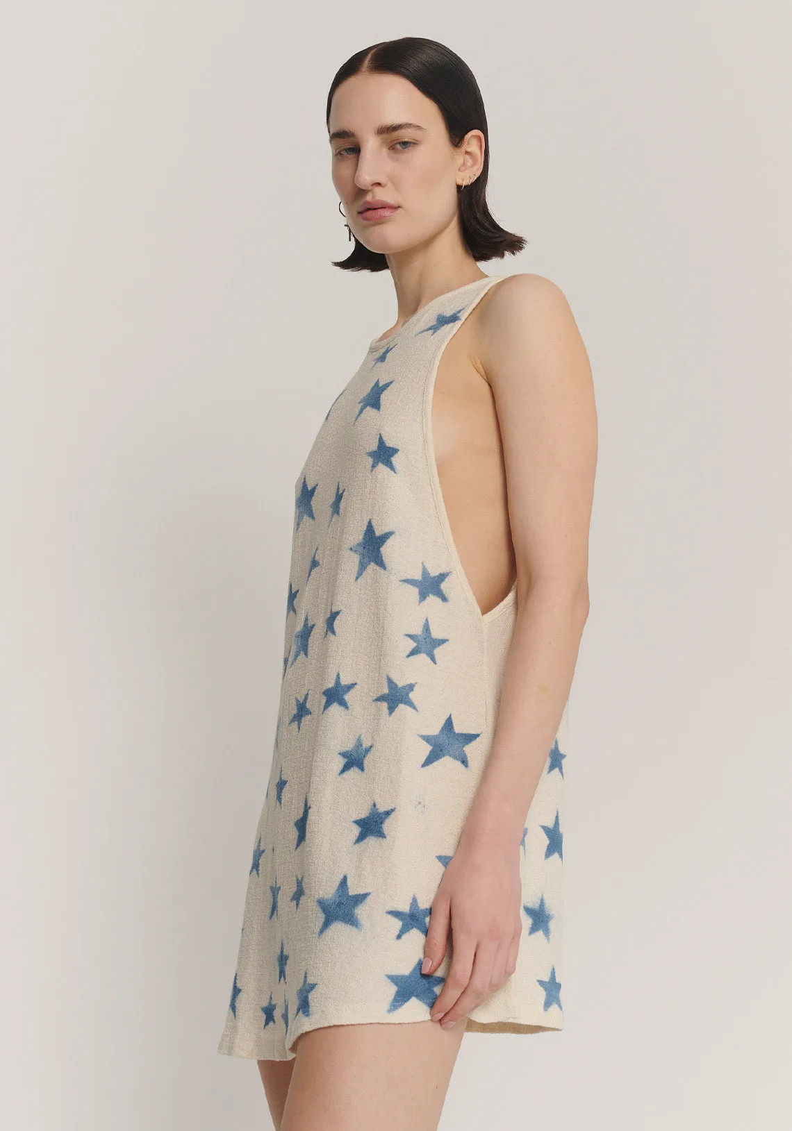 STAR STAMPED LINEN COTTON TUNIC