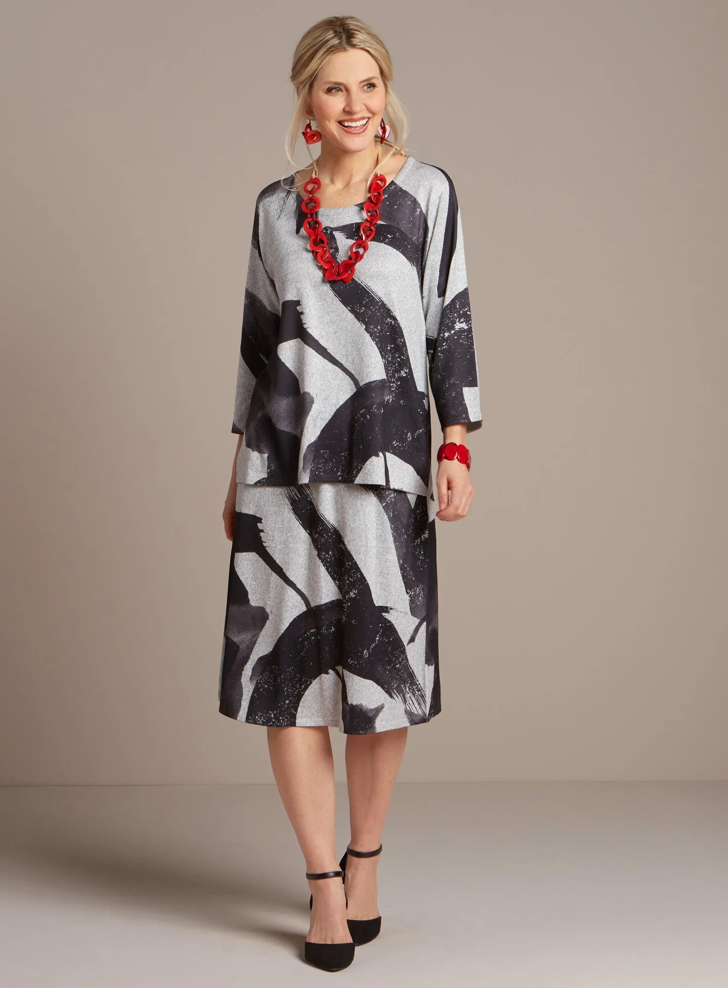 Sumi-e Midi Skirt FINAL SALE (No Returns)