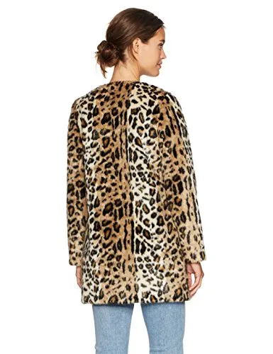 T Tahari Women's Leopard Print Jenna Coat, Natural, M