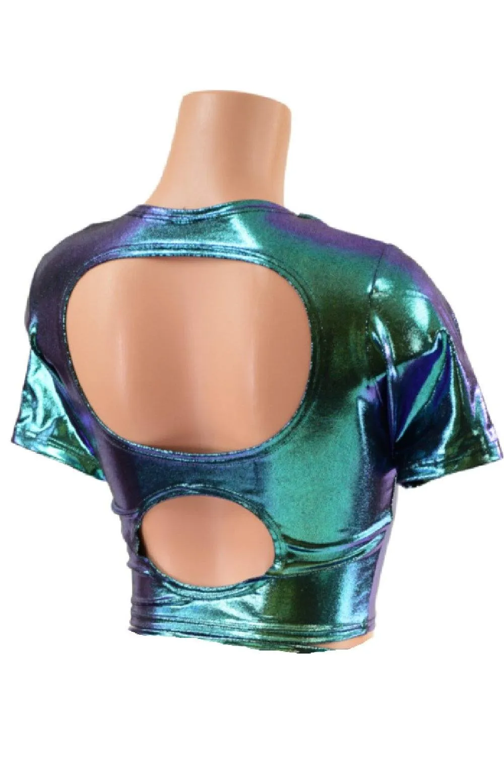 Tee Sleeve Window Crop Top in Scarab
