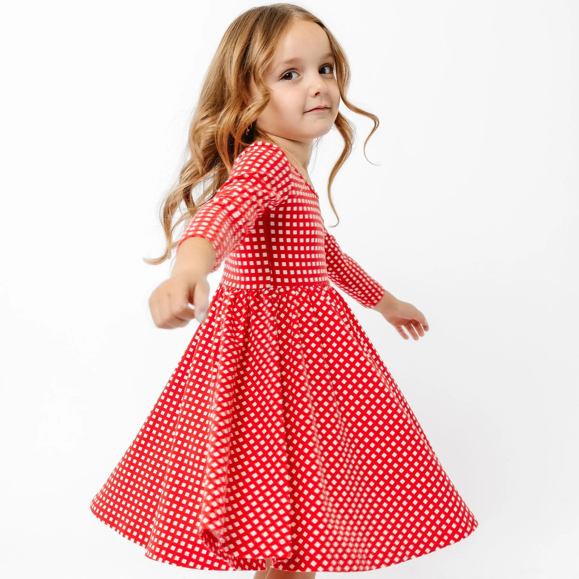 The Ballet Dress in Cranberry Grid