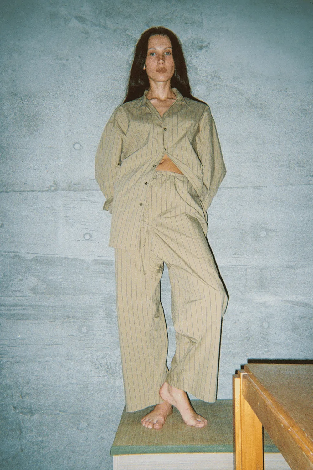 The Big Button Up | Camel Stripe