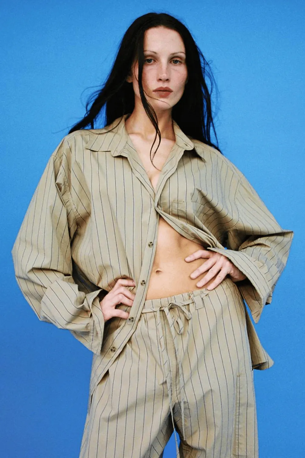 The Big Button Up | Camel Stripe