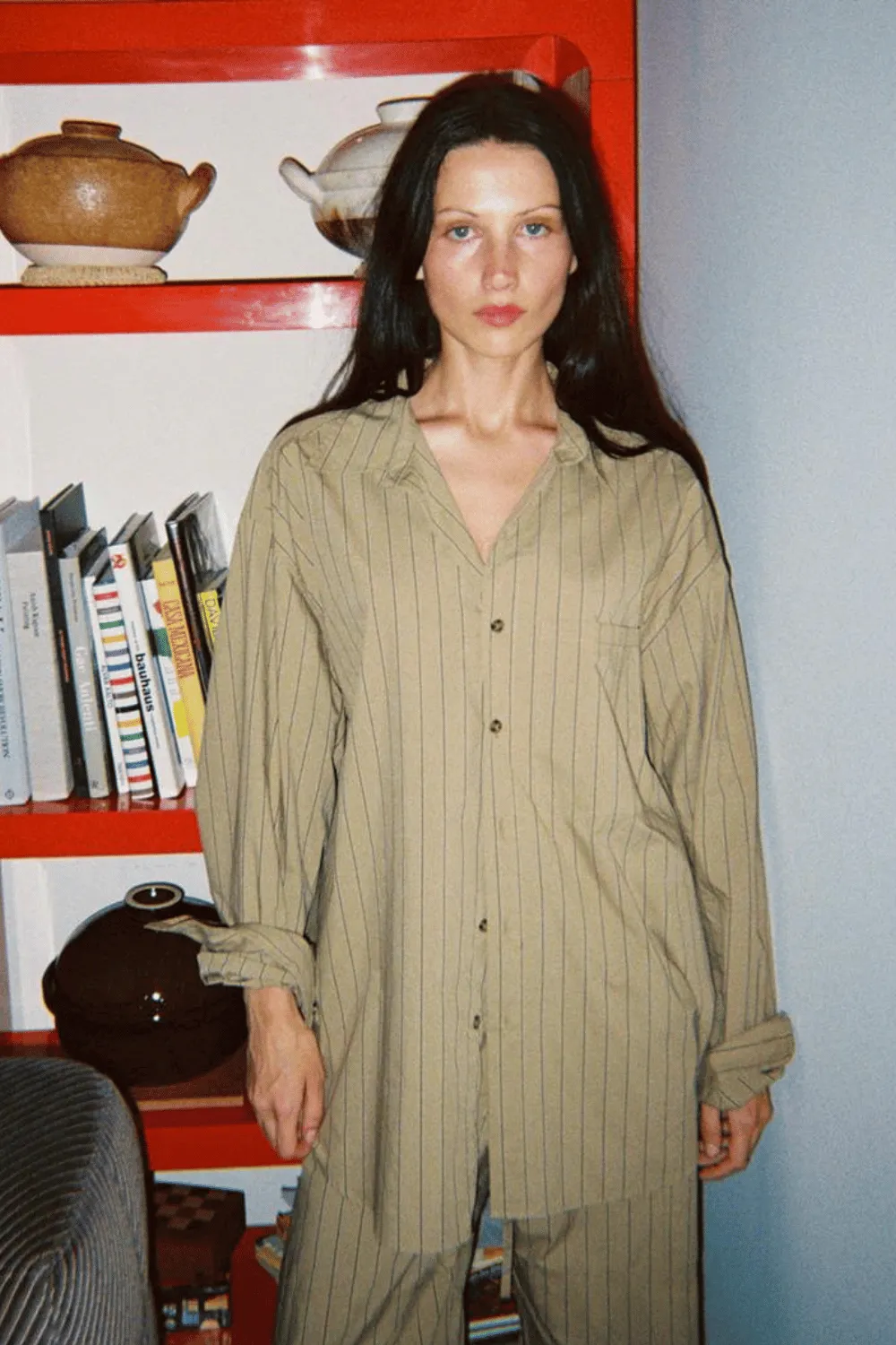 The Big Button Up | Camel Stripe