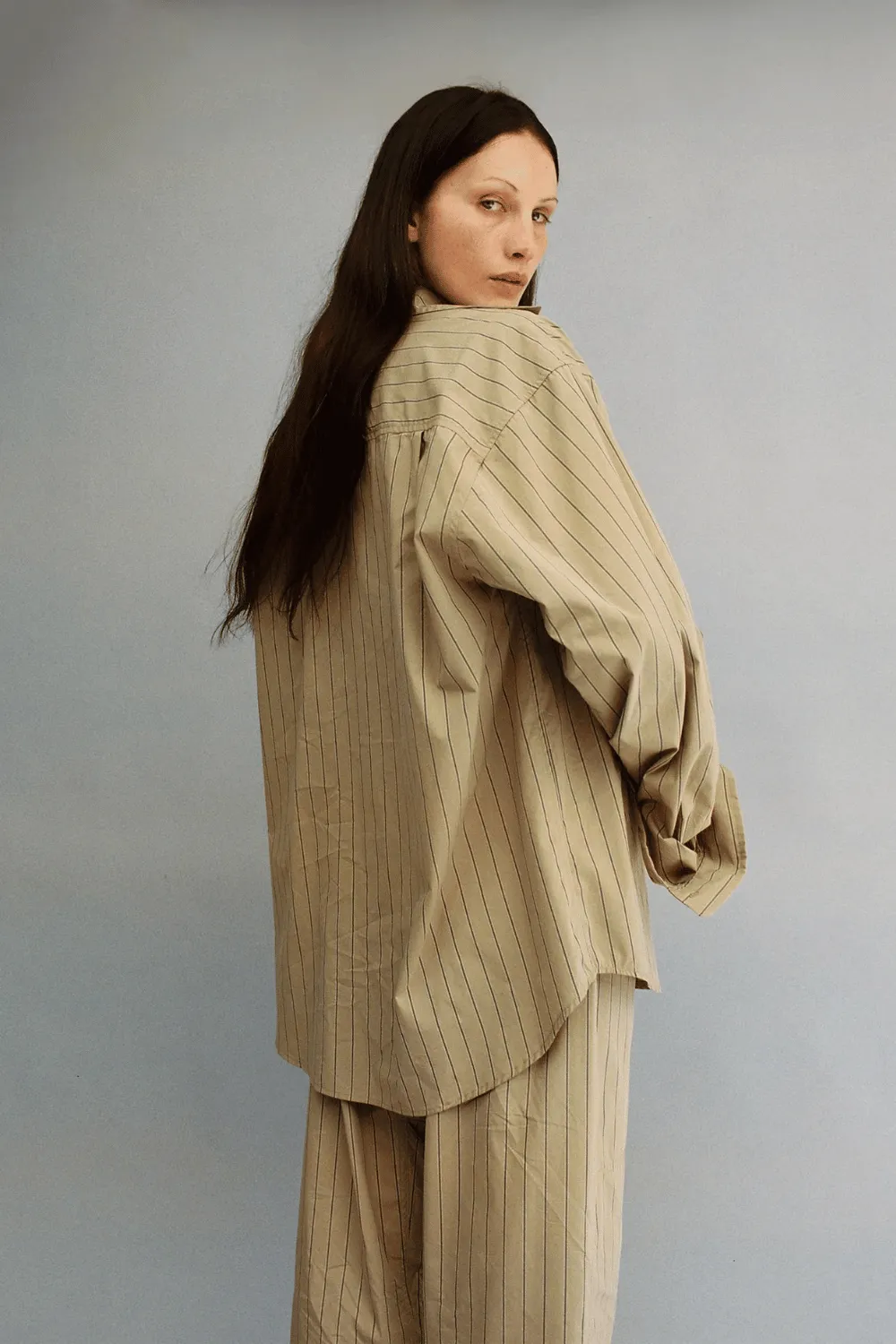 The Big Button Up | Camel Stripe