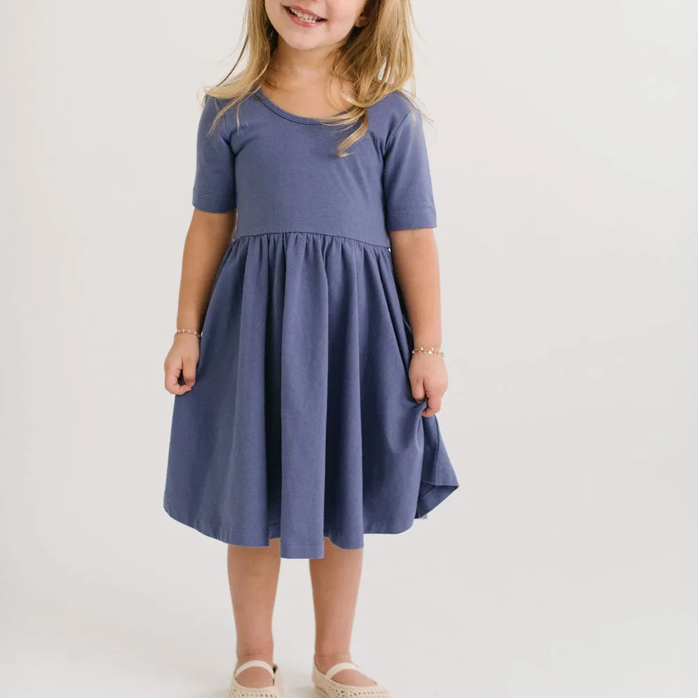 The Short Sleeve Ballet Dress in Blue Sea