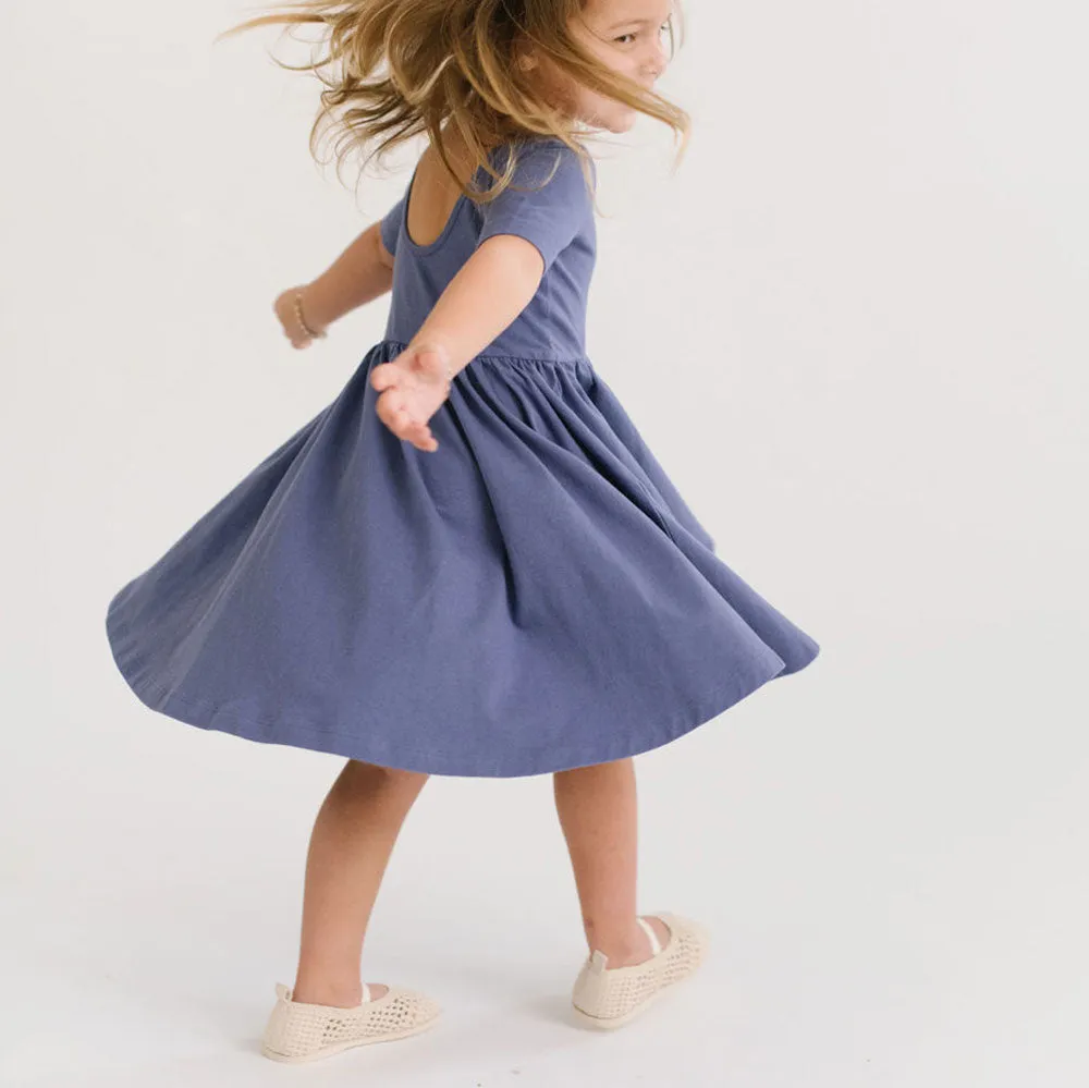 The Short Sleeve Ballet Dress in Blue Sea