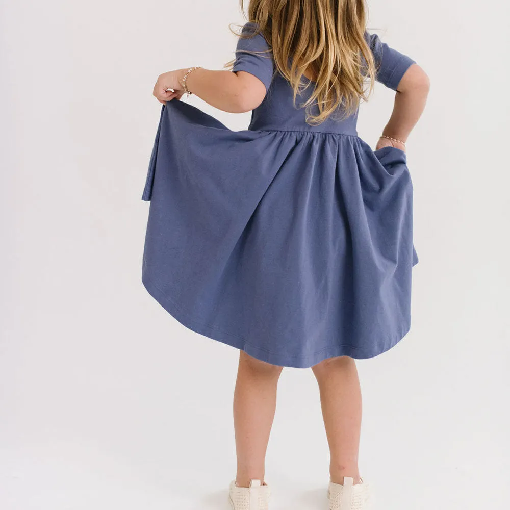 The Short Sleeve Ballet Dress in Blue Sea