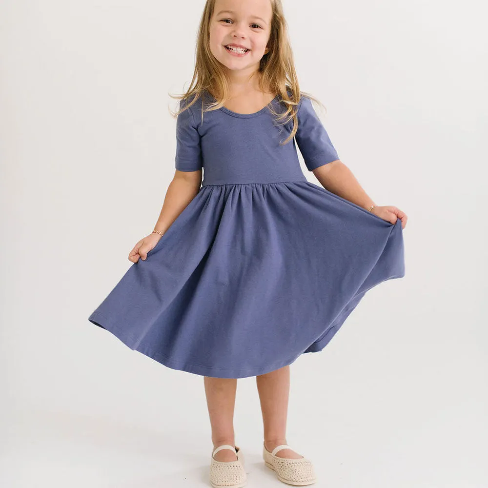 The Short Sleeve Ballet Dress in Blue Sea