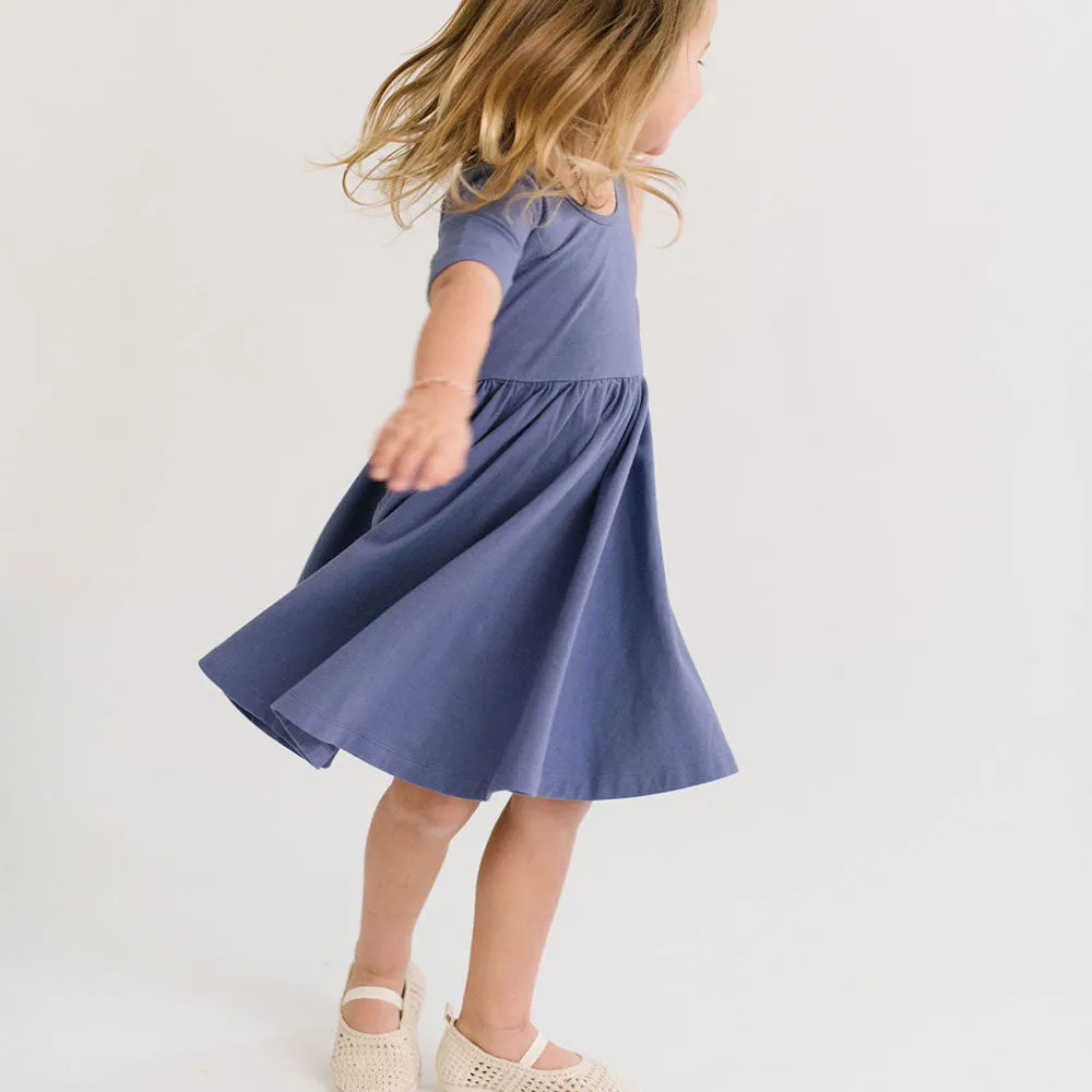 The Short Sleeve Ballet Dress in Blue Sea