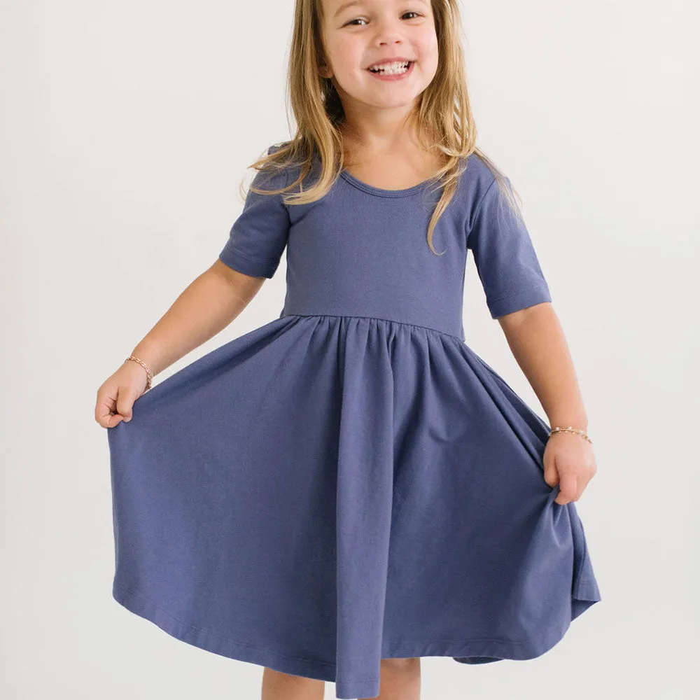 The Short Sleeve Ballet Dress in Blue Sea