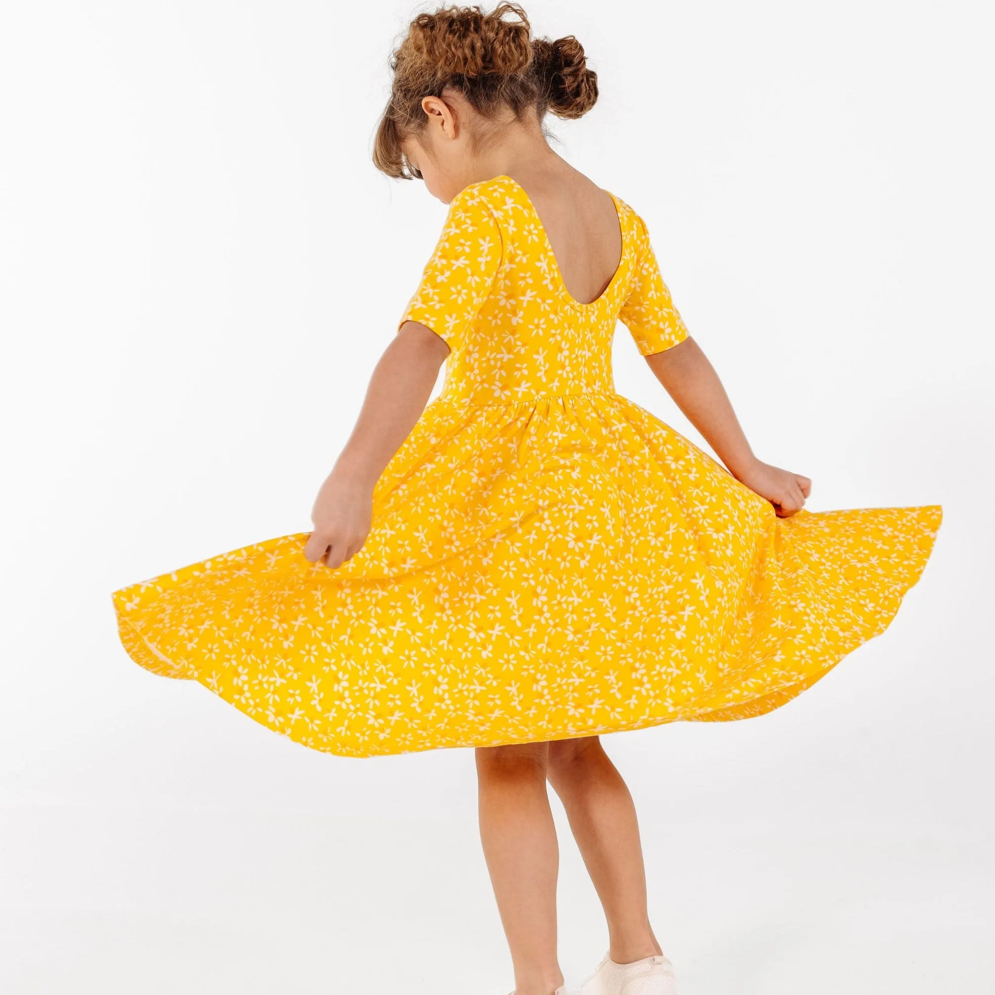 The Short Sleeve Ballet Dress in Zingy Petals