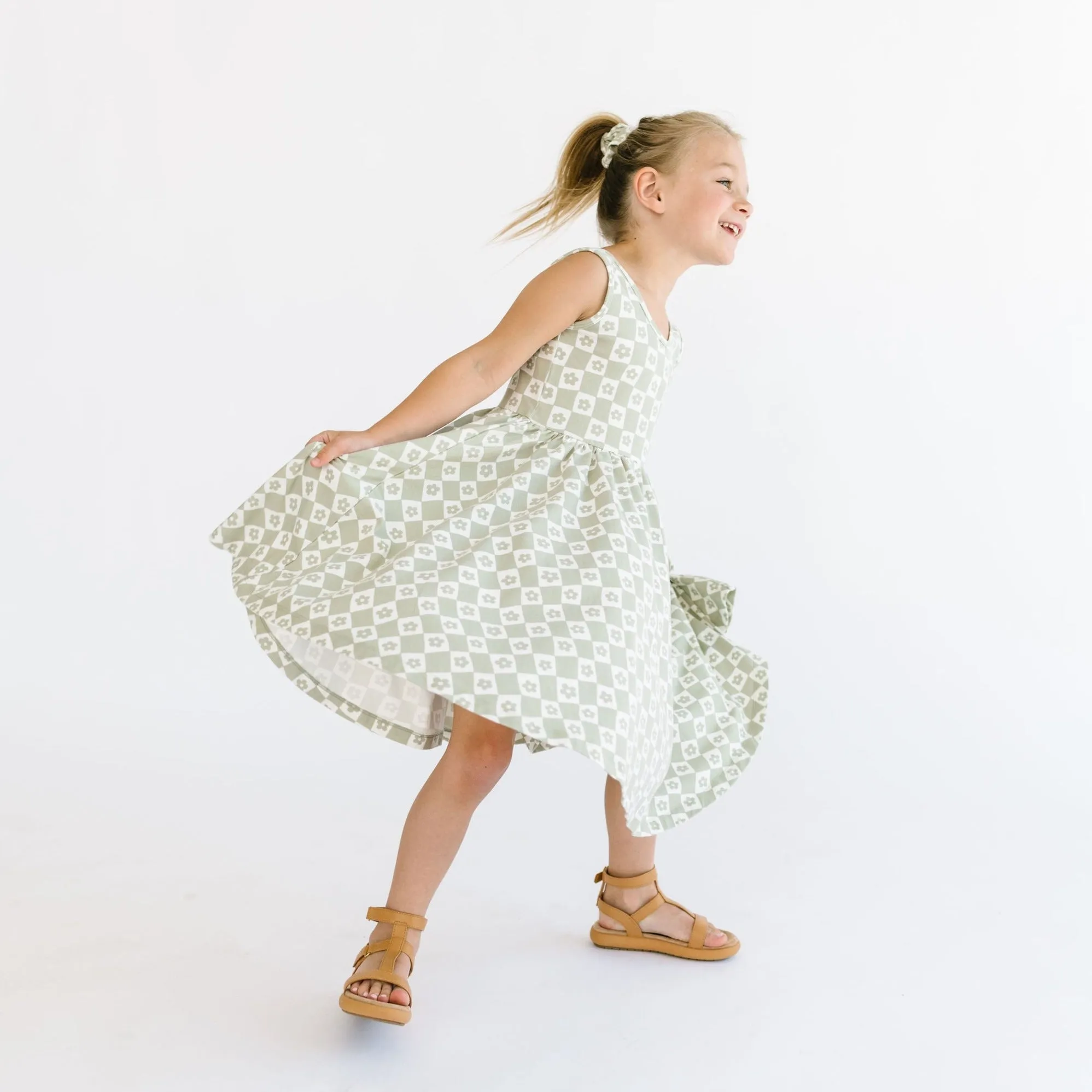 The Tank Ballet Dress in Checked Fleur